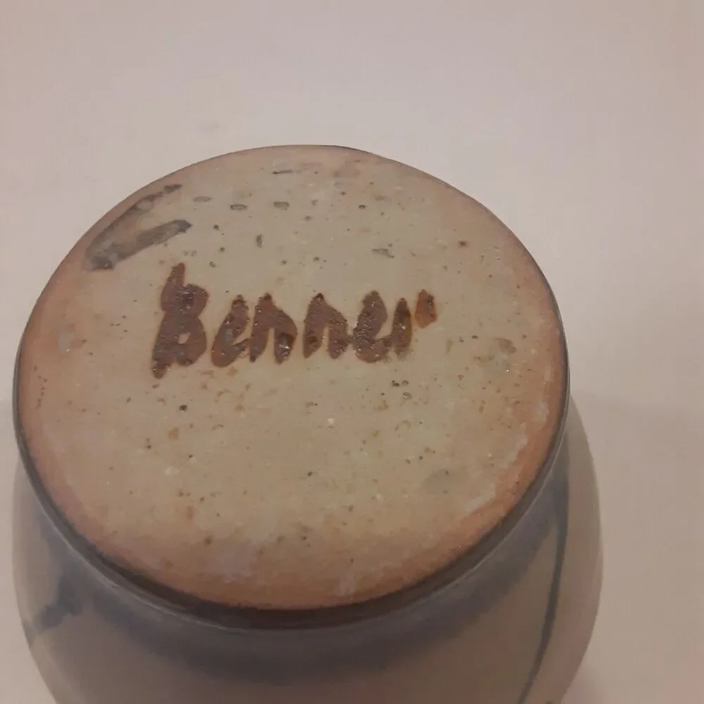 Artist Signed Benner Pottery Vase Blues & Greens Versatile Decor